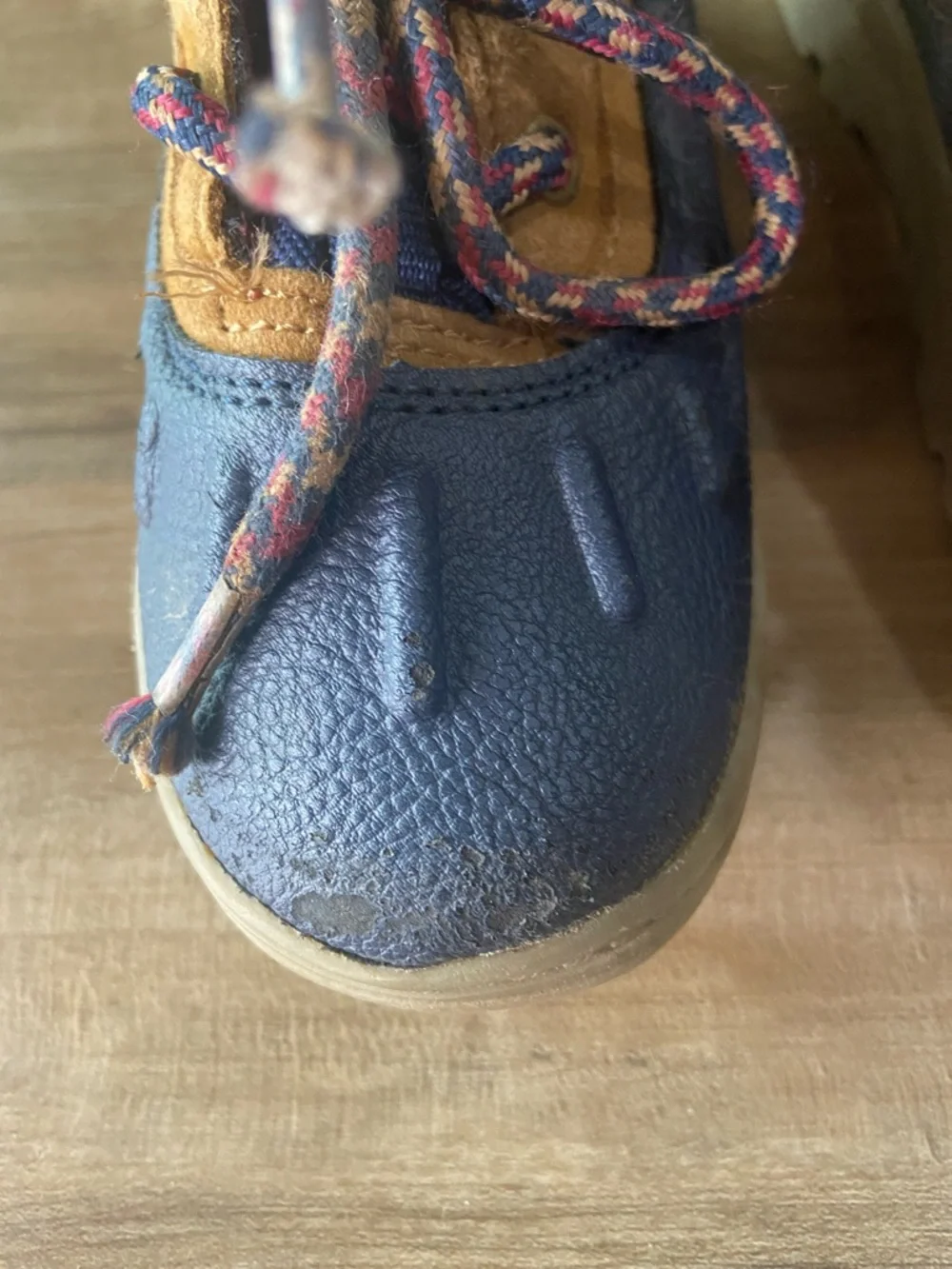 Kids Blue and Tan Lace-Up Outdoor Boots
